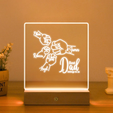 Personalised Night Lamp for Dads By KreateSquare Dad Bedside LED Lamp Ideal Father’s Day Birthday Gift Perfect Bedroom Decoration