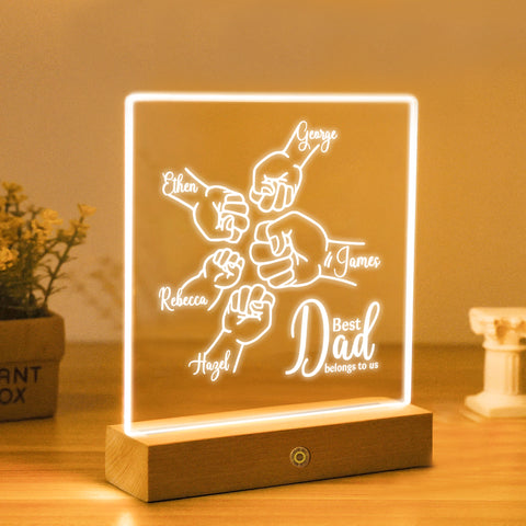 Personalised Night Light for Fathers By KreateSquare Dad Bedside LED Lamp Ideal Father’s Day Birthday Gift Bedroom Decoration