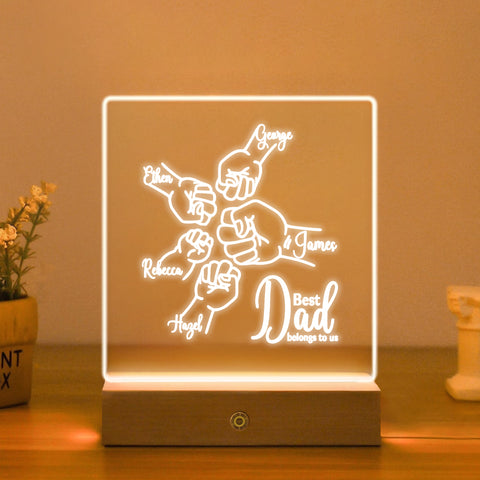 Personalised Night Light for Fathers By KreateSquare Dad Bedside LED Lamp Ideal Father’s Day Birthday Gift Bedroom Decoration