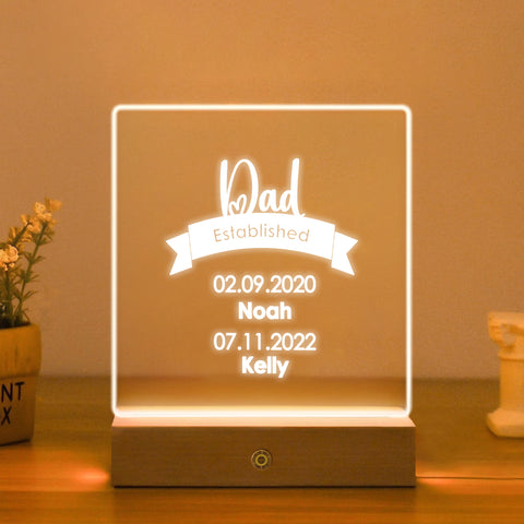 Personalised Acrylic Night Light LED Lamp By KreateSquare for Best Dad Father’s Day Birthday Gift Custom 7 Colors Light