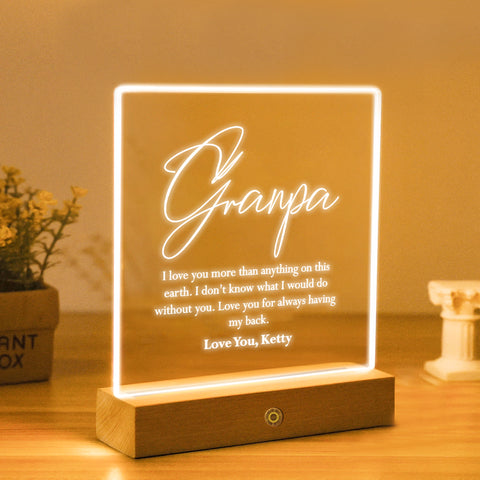 Custom Acrylic Night Light Bedside LED Lamp By KreateSquare for Best Grandad Father’s Day Birthday Gift Perfect Bedroom Decoration