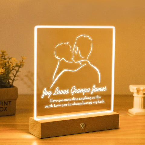 Personalised Acrylic LED Lamp Night Light By KreateSquare for Best Grandad Gift | Father’s Day Gift | Birthday Gift Any design