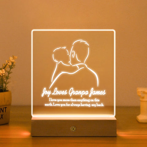 Personalised Acrylic LED Lamp Night Light By KreateSquare for Best Grandad Gift | Father’s Day Gift | Birthday Gift Any design