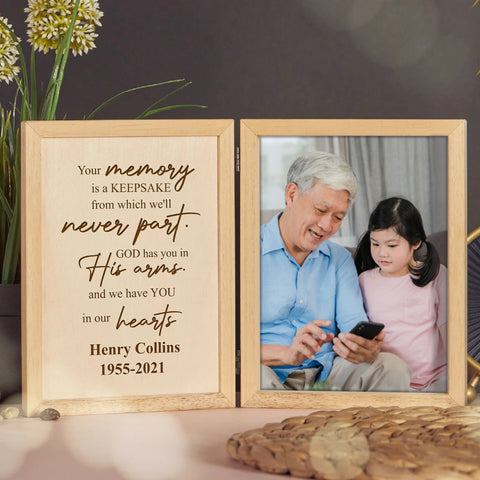 Custom Wooden Photo Frame By KreateSquare with Oak Wood Finish Engrave Any Message, Ideal for Fathers Day, Christmas or Birthday Gift