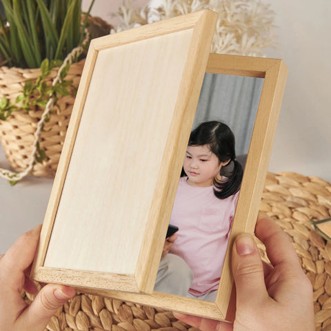 Custom Wooden Photo Frame By KreateSquare with Oak Wood Finish Engrave Any Message, Ideal for Fathers Day, Christmas or Birthday Gift