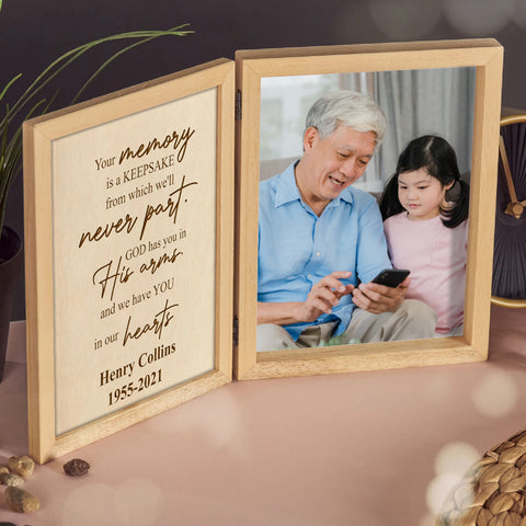 Custom Wooden Photo Frame By KreateSquare with Oak Wood Finish Engrave Any Message, Ideal for Fathers Day, Christmas or Birthday Gift