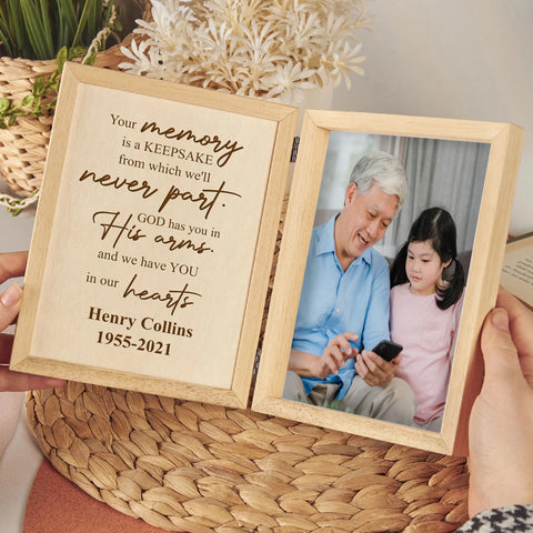 Custom Wooden Photo Frame By KreateSquare with Oak Wood Finish Engrave Any Message, Ideal for Fathers Day, Christmas or Birthday Gift