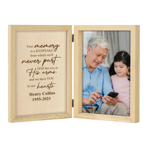 Custom Wooden Photo Frame By KreateSquare with Oak Wood Finish Engrave Any Message, Ideal for Fathers Day, Christmas or Birthday Gift