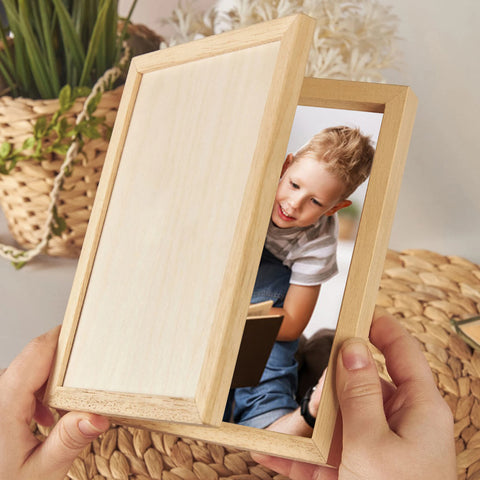 Personalised Wooden Folding Photo Frame for Dad Grandpa By KreateSquare with Oak Wood Finish Engrave Any Message, Ideal for Fathers Day