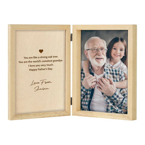 Custom Wooden Photo Frame for Grandpa By KreateSquare with Oak Wood Finish Engrave Any Message Ideal for Fathers Day Christmas or Birthday Gift