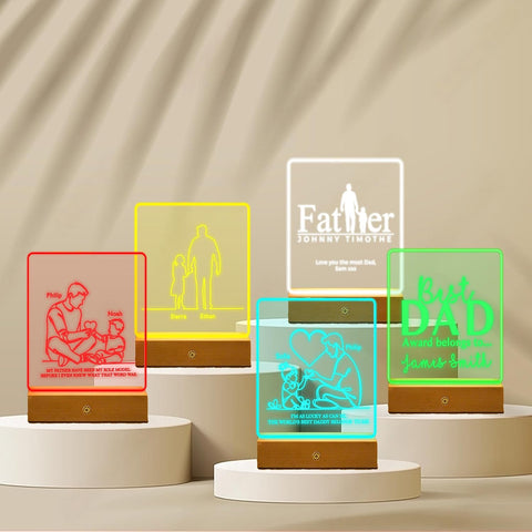 Custom 7 Colors Acrylic LED Night Light Lamp By KreateSquare for Best Dad Father’s Day Birthday Gift Perfect Bedroom Decoration