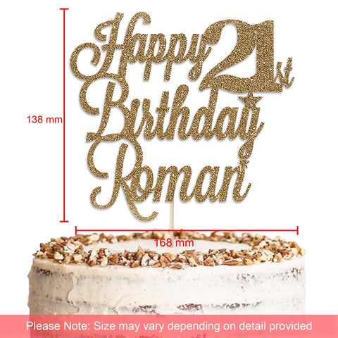 Personalised Happy Birthday Glitter Cake Topper by KreateSquare | Custom Colour Any Name Premium 950 GSM Glitter Finish