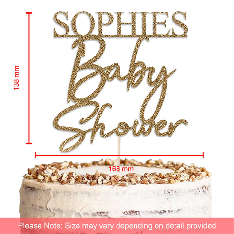 Personalised Baby Shower Glitter Cake Topper by KreateSquare | Custom Any Name Colour Premium 950 GSM Glitter Finish