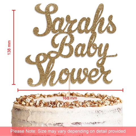 Personalised Baby Shower Glitter Cake Topper by KreateSquare Colour Any Name Premium 950 GSM Glitter Finish