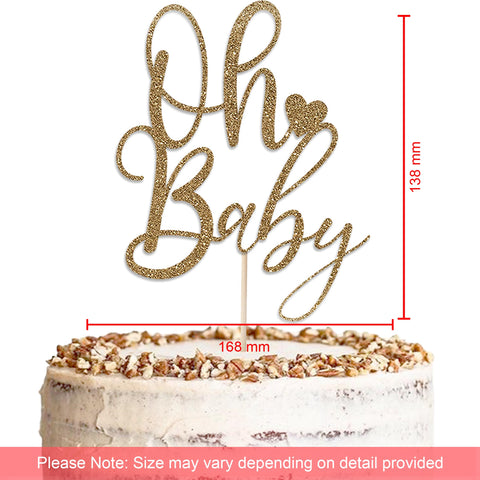 Oh Baby Baby Shower Glitter Cake Topper by KreateSquare | Variety of Colour Available Premium 950 GSM Glitter Finish