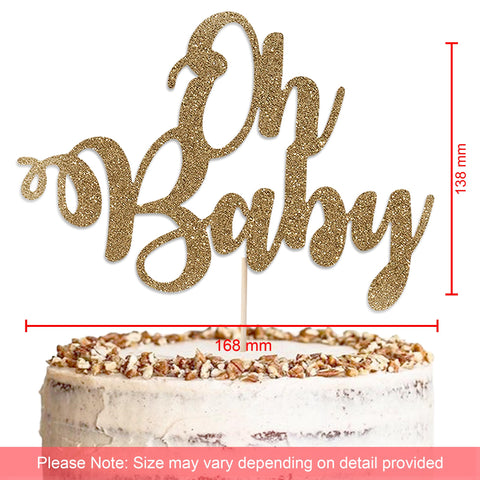 Baby Shower Oh Baby Glitter Cake Topper by KreateSquare | Variety of Colour Available Premium 950 GSM Glitter Finish