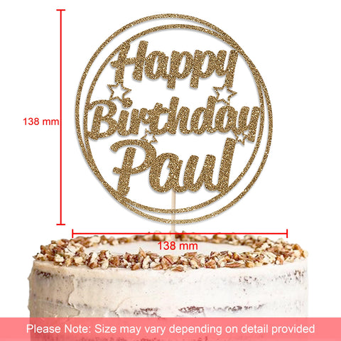 Personalised Happy Birthday Glitter Cake Topper by KreateSquare | Custom Colour Any Name Premium 950 GSM Glitter Finish