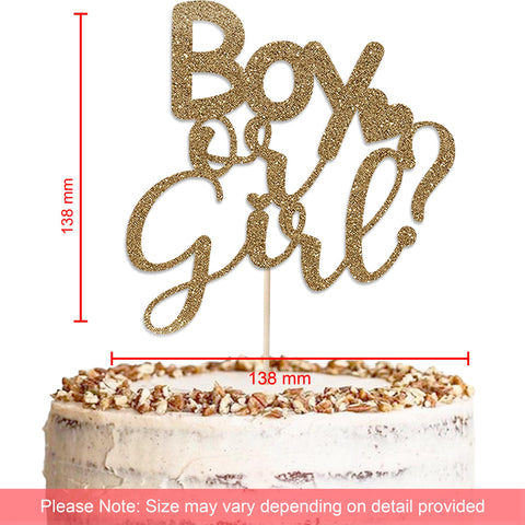 Boy or Girl Baby Shower Glitter Cake Topper by KreateSquare | Variety of Colour Available Premium 950 GSM Glitter Finish