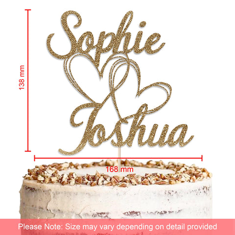 Personalised Wedding Glitter Cake Topper by KreateSquare | Custom Colour Any Name Premium 950 GSM Glitter Finish