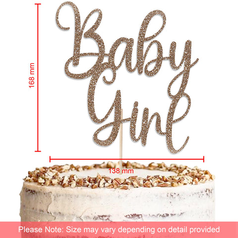 Baby Girl Baby Shower Glitter Cake Topper by KreateSquare | Variety of Colour Available Premium 950 GSM Glitter Finish