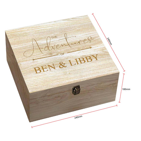 Personalised Couple Memory Box Keepsake by KreateSquare - Ideal for Valentines, Anniversary or The Adventures Design