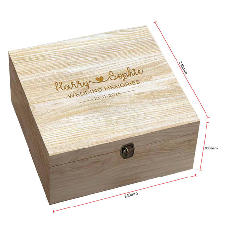 Personalised Wedding Memorial Wooden Keepsake Box by KreateSquare – Memory Box for Marriage Anniversary Heart Design