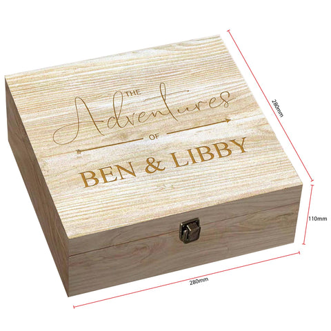 Personalised Couple Memory Box Keepsake by KreateSquare - Ideal for Valentines, Anniversary or The Adventures Design