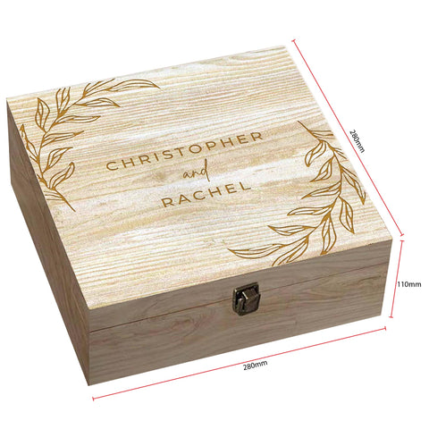 Personalised Couple Memory Box Keepsake by KreateSquare - Ideal for Valentines, Anniversary or Wedding Gifts Floral Design