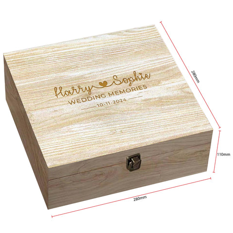 Personalised Wedding Memorial Wooden Keepsake Box by KreateSquare – Memory Box for Marriage Anniversary Heart Design