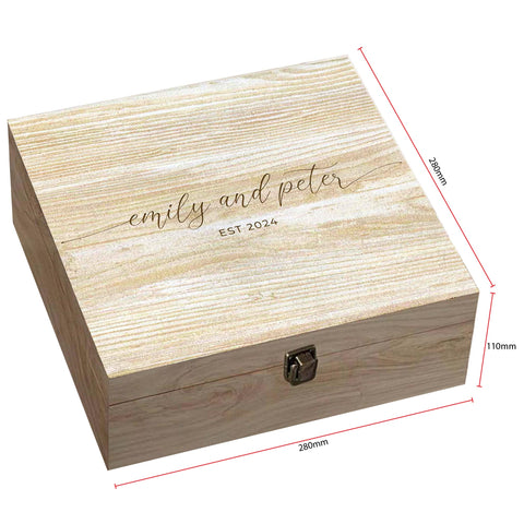 Personalised Couple Memory Box Keepsake by KreateSquare - Ideal for Valentines, Anniversary or Curly Font Design