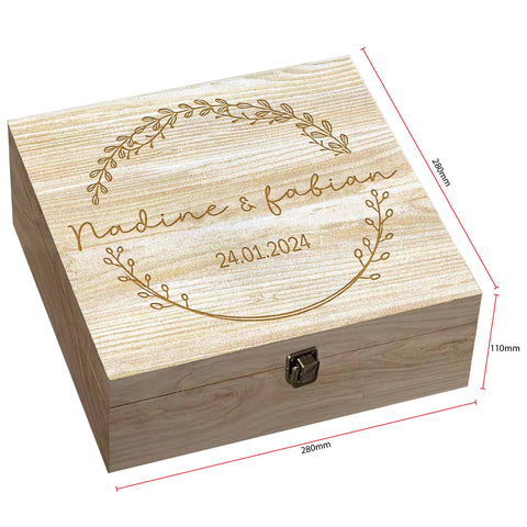 Personalised Couple Memory Box Keepsake by KreateSquare - Ideal for Valentines, Anniversary or Round Floral Design