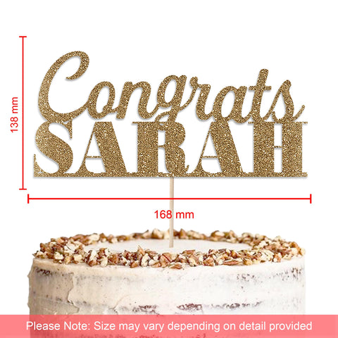 Personalised Graduation Glitter Cake Topper by KreateSquare | Custom Colour Any Name Premium 950 GSM Glitter Finish