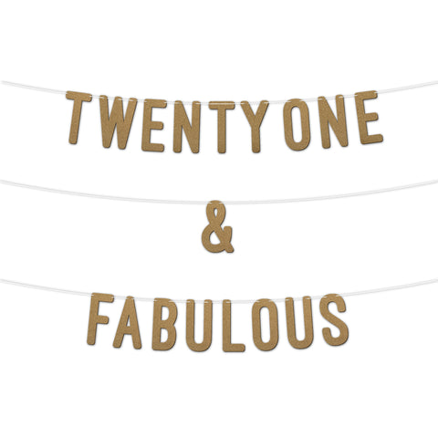 21 and Fabulous Glitter Banner 7Inch By KreateSquare Celebrate Twenty-One Birthday & Wedding Anniversaries Milestone Party Decorations