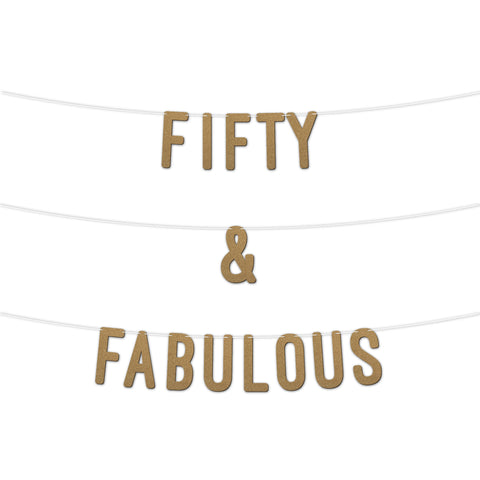 50 and Fabulous Glitter Banner 7Inch By KreateSquare Celebrate Fifty Birthday & Wedding Anniversaries Milestone Party Decorations