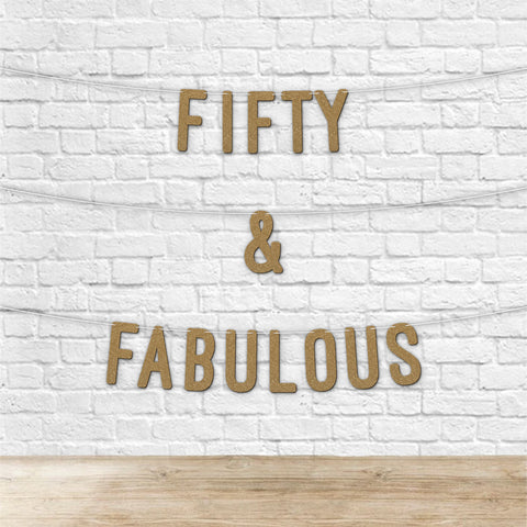 50 and Fabulous Glitter Banner 7Inch By KreateSquare Celebrate Fifty Birthday & Wedding Anniversaries Milestone Party Decorations