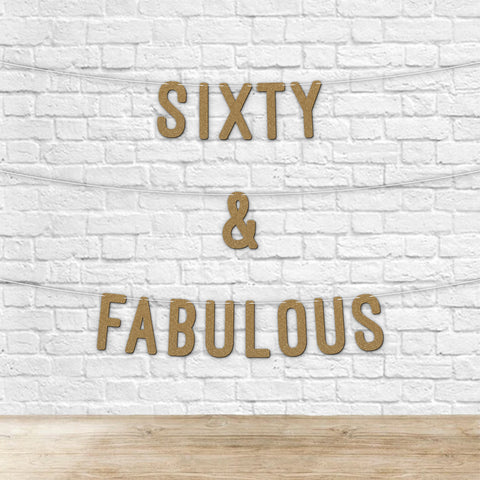 60 and Fabulous Glitter Banner 7Inch By KreateSquare Celebrate Sixty Birthday & Wedding Anniversaries Milestone Party Decorations