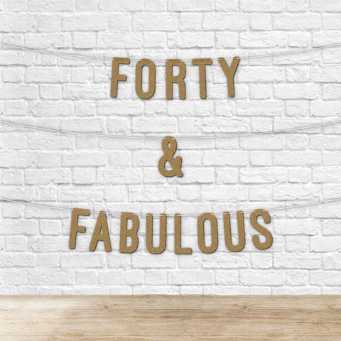 40 and Fabulous Glitter Banner 7Inch By KreateSquare Celebrate Forty Birthday & Wedding Anniversaries Milestone Party Decorations