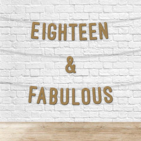 18 and Fabulous Glitter Banner 7Inch By KreateSquare Celebrate Eighteen Birthday & Wedding Anniversaries Milestone Party Decorations