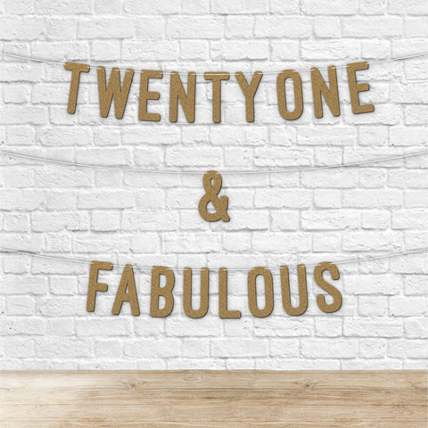 21 and Fabulous Glitter Banner 7Inch By KreateSquare Celebrate Twenty-One Birthday & Wedding Anniversaries Milestone Party Decorations