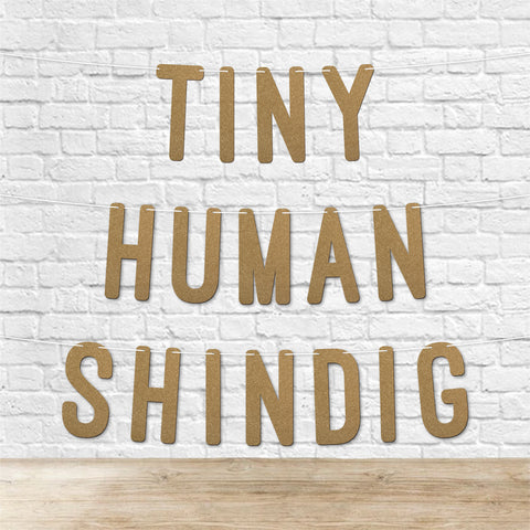 Baby Shower Decorations Tiny Human Shindig Glitter Banner By KreateSquare Modern Gender Reveal Party Supplies 7 Inch