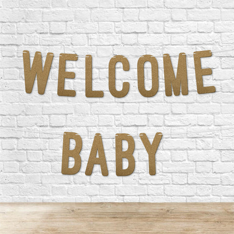 Welcome Baby Glitter Banner By KreateSquare Perfect for Gender Reveal & Party Decorations Boy or Girl Baby Shower Party Supplies 7 Inch