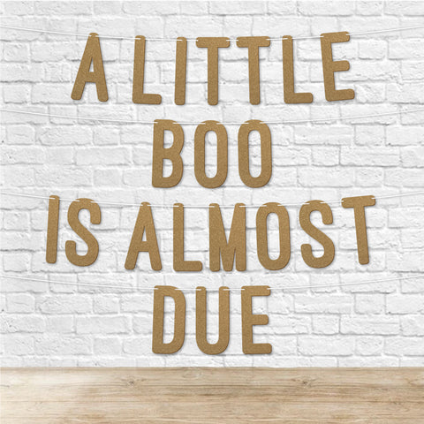 A Little Boo is Almost Due Baby Shower Glitter Banner By KreateSquare Gender Reveal Party Garland Decoration for Boys or Girls Baby Shower Celebration 7 Inch