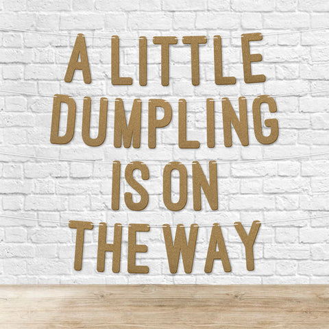 A Little Dumpling is on the Way Glitter Baby Shower Banner By KreateSquare Gender Reveal Party Garland Decoration for Boys or Girls Baby Shower Celebration 7 Inch