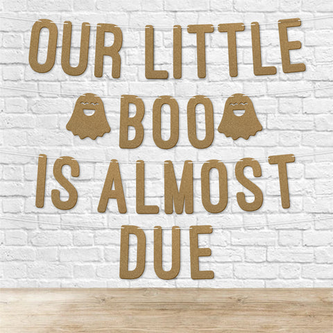 Our Little Boo Is on The Way Glitter Baby Shower Banner By KreateSquare Gender Reveal Party Garland Decoration 7 Inch