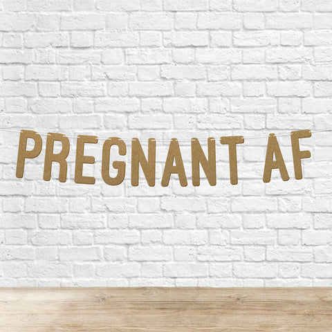 Pregnant AF Glitter Baby Shower Banner By KreateSquare Hilarious Paper Sign for Adult Baby Shower Pregnancy Announcement Party Decoration 7 Inch