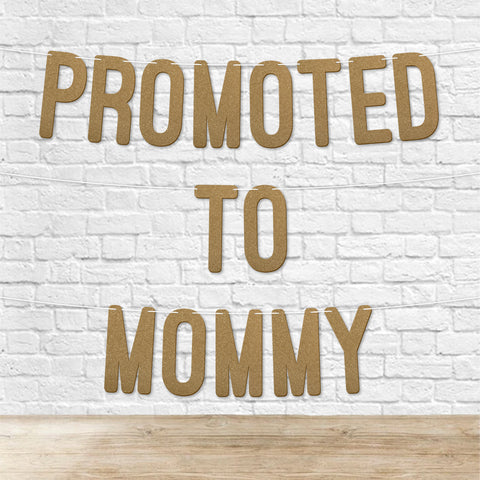 Promoted to Mommy Glitter Baby Shower Banner By KreateSquare 7 Inches Each Word 900 GSM Gender Reveal Party Garland Decoration