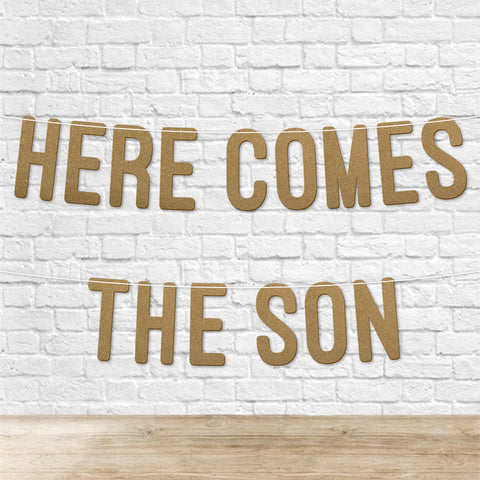 Here Comes the Son Glitter Baby Shower Banner By KreateSquare Each Word 7 Inches 900 GSM Welcoming Baby Boy Party Decoration