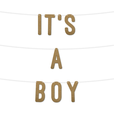 It’s a Boy Glitter Banner By KreateSquare Perfect for Baby Shower Gender Reveal & Party Decorations Boy Baby Shower Letter Banner 7 Inch