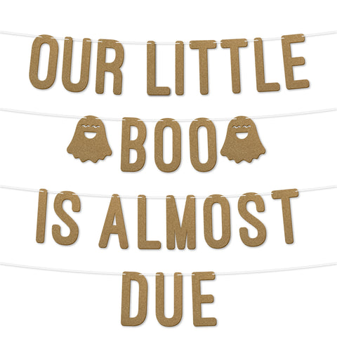 Our Little Boo Is on The Way Glitter Baby Shower Banner By KreateSquare Gender Reveal Party Garland Decoration 7 Inch