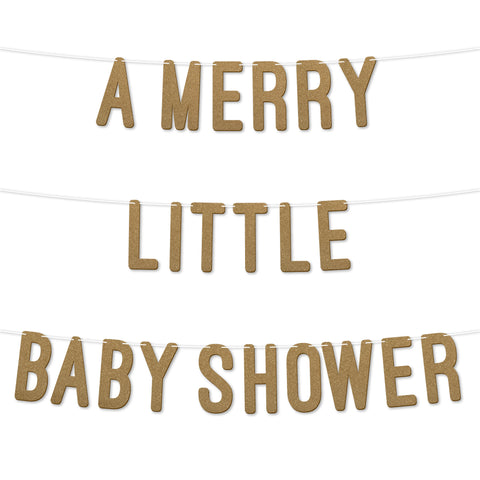 A merry Little Baby Shower Glitter Baby Shower Banner By KreateSquare Gender Reveal Party Garland Decoration for Boys or Girls Baby Shower Celebration 7 Inch